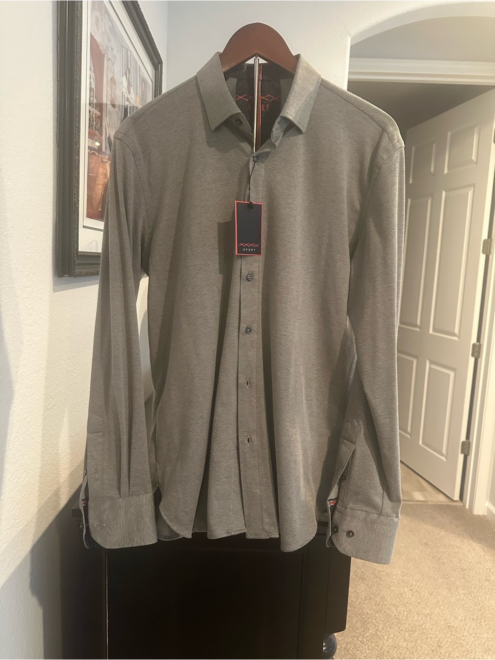 J. Lindeberg Sport Grey Short Sleeve Polo Shirt Men's Size  L.